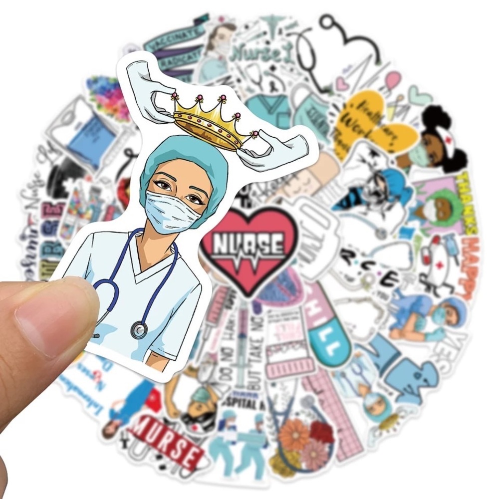 25 Vinyl Nurses Stickers Bulk Bundle Lot Anatomy Stethoscopes Scrubs Doctor Gift - Picture 2 of 4
